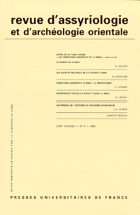  PUF - Revue d'assyriologie et d'archéologie orientale N° 43-1/1999 : .