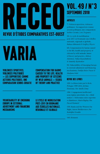 Revue d'études comparatives Est-Ouest Volume 49 N° 3, septembre 2018 Varia