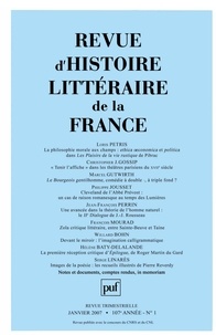 Loris Petris et Christopher-J Gossip - Revue d'histoire littéraire de la France N° 1, janvier 2007 : .
