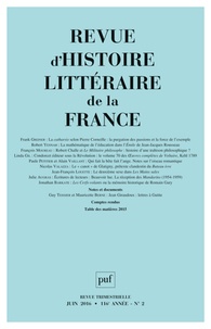 Alain Génetiot - Revue d'histoire littéraire de la France N° 2, juin 2016 : .