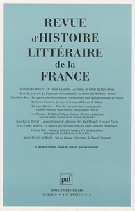 Jean-Marie Roulin et Henri Duranton - Revue d'histoire littéraire de la France N° 2, Mai 2010 : .