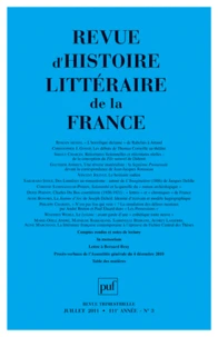 Revue d'histoire littéraire de la France N° 3, juillet-septembre