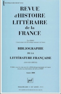 Eric Férey - Revue d'histoire littéraire de la France N° 3, Mai-juin 2001 : Bibliographie de la littérature française (XVIe-XXe siècle).