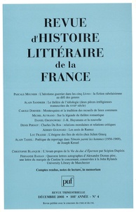 Pascale Mounier et Alain Sandrier - Revue d'histoire littéraire de la France N° 4, Octobre-Décemb : .