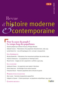 Belin - Revue d'histoire moderne et contemporaine N° 2/2023 : Les populismes en perspective.