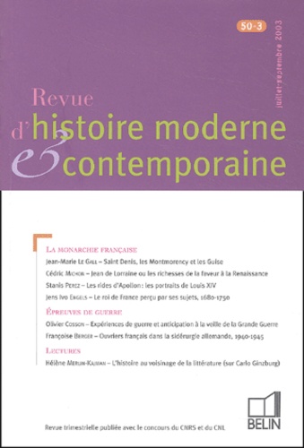 Jean-Marie Le Gall et Cédric Michon - Revue d'histoire moderne et contemporaine Tome 50 N° 3 Juillet : .