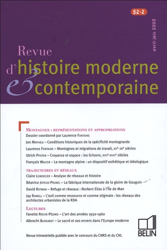 Laurence Fontaine - Revue d'histoire moderne et contemporaine Tome 52 N° 2, Avril- : Montagnes : représentations et appropriations.