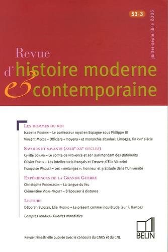 Isabelle Poutrin et Vincent Meyzie - Revue d'histoire moderne et contemporaine Tome 53 N° 3, Juille : .