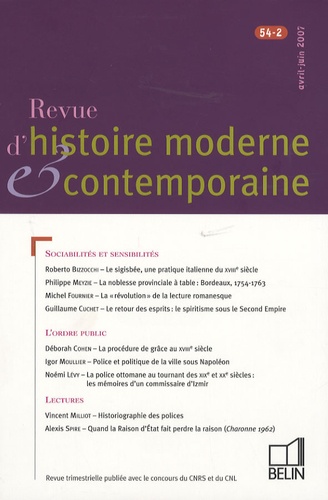 Roberto Bizzocchi et Philippe Meyzie - Revue d'histoire moderne et contemporaine Tome 54 N° 2, Avril- : .