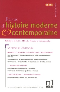 Jean-Yves Mérindol - Revue d'histoire moderne et contemporaine Tome 55 N° 4 bis, su : La fièvre de l'évaluation.