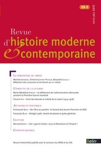  Belin - Revue d'histoire moderne et contemporaine Tome 59 N° 2, avril-juin 2012 : .