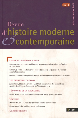 Philippe Minard - Revue d'histoire moderne et contemporaine Tome 60 N° 3, Juillet-septembre 2013 : .