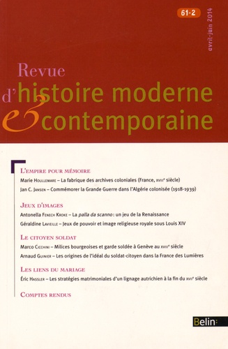 Philippe Minard - Revue d'histoire moderne et contemporaine Tome 61 N° 2, Avril-juin 2014 : .