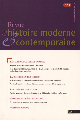 Philippe Minard - Revue d'histoire moderne et contemporaine Tome 62 N° 1, Janvier-mars 2015 : .