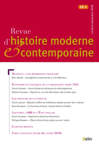 Philippe Minard - Revue d'histoire moderne et contemporaine Tome 65 N° 4, octobre-décembre 2018 : .
