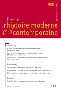  Belin - Revue d'histoire moderne et contemporaine Tome 67 N°3, 2020 : .