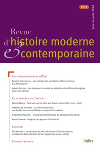  Belin - Revue d'histoire moderne et contemporaine Tome 70 N°1, Mars 2023 : .