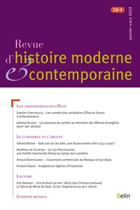 Revue d'histoire moderne et contemporaine Tome 70 N°1, Mars 2023