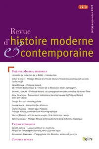 Revue d'histoire moderne et contemporaine Tome 72 N° 3, juillet-septembre 2025