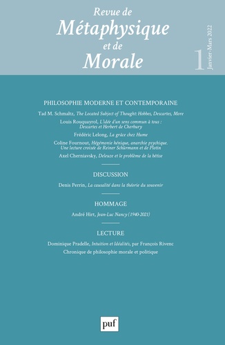 Revue de Métaphysique et de Morale N° 1, janvier-mars 2022