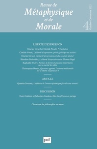 Charles Girard et Clotilde Nouët - Revue de Métaphysique et de Morale N° 4, octobre-décembre 2022 : Liberté d'expression.