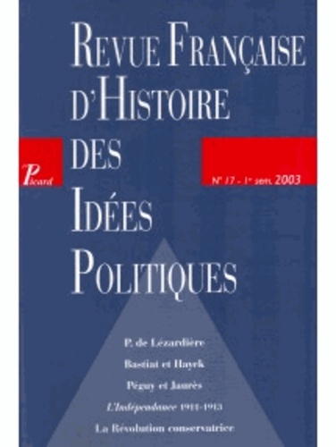  Anonyme - Revue française d'Histoire des idées politiques N° 17 : .