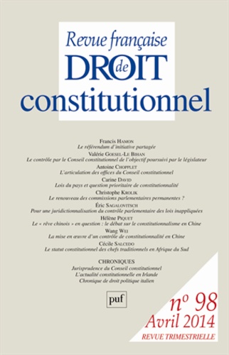  Collectif - Revue française de droit constitutionnel 2014 n 98.