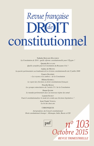 Frédéric Mériot - Revue française de Droit constitutionnel N° 103, Octobre 2015 : .