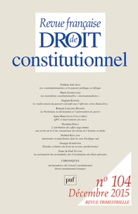 Frédéric Mériot - Revue française de Droit constitutionnel N° 104, Décembre 2015 : .