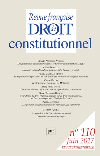 Sylvie Marcé - Revue française de Droit constitutionnel N° 110, juin 2017 : .