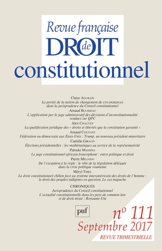 Sylvie Marcé - Revue française de Droit constitutionnel N° 111, septembre 2017 : .