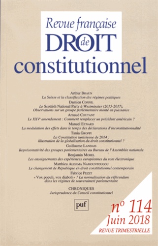 Revue française de Droit constitutionnel N° 114, juin 2018