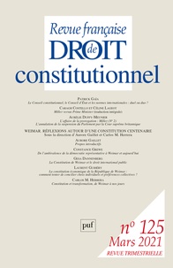  PUF - Revue française de Droit constitutionnel N° 125, mars 2021 : .