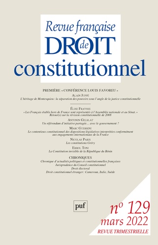 Didier Maus et André Roux - Revue française de Droit constitutionnel N° 129, mars 2022 : Première "Conférence Louis Favoreu".