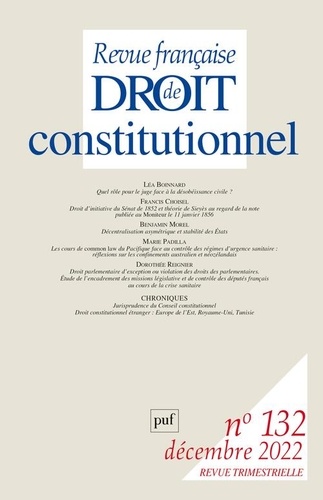 Didier Maus et André Roux - Revue française de Droit constitutionnel N° 132, décembre 2022 : .