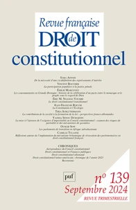 Revue française de Droit constitutionnel N° 139, octobre 2024