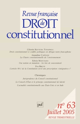 Célestin Keutcha Tchapnga et Amandine Capitani - Revue française de Droit constitutionnel N° 63, Juillet 2005 : .