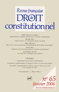 Revue française de Droit Constitutionnel N° 65, Janvier 2006