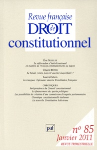 Eric Seizelet et Vincent Boyer - Revue française de Droit constitutionnel N° 85, Janvier 2011 : .