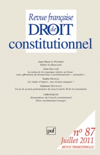 Didier Maus et André Roux - Revue française de Droit constitutionnel N° 87, juillet 2011 : .