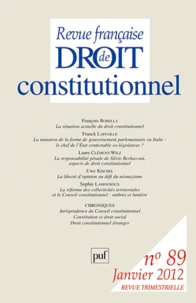 Revue française de Droit constitutionnel N° 89, Janvier 2012
