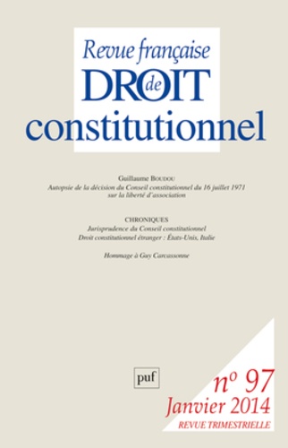 Didier Maus - Revue française de Droit constitutionnel N° 97, Janvier 2014 : .