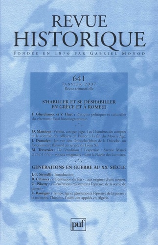 Florence Gherchanoc et Valérie Huet - Revue historique N° 641, Janvier 2007 : .