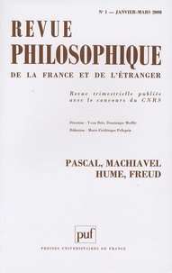 Marie-Frédérique Pellegrin - Revue philosophique N° 1, Janvier-Mars 2 : Pascal, Machiavel, Hume, Freud.