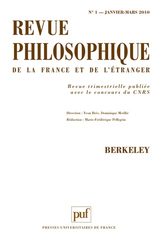 Geneviève Brykman et Richard Glauser - Revue philosophique N° 1, Janvier-Mars 2 : Berkeley.