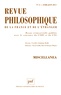 Yvon Brès et Dominique Merllié - Revue philosophique N° 2, avril-juin 2017 : Miscellanea.