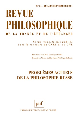  Collectif - Revue philosophique N° 3, juillet-août 2014 : Problèmes actuels de la philosophie russe.