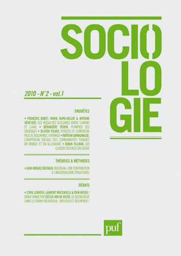 François Dubet et Marie Duru-Bellat - Sociologie N° 2 Volume 1/2010 : .