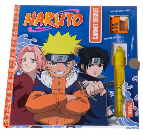Naruto carnet secret. Avec 1 cadenas à code et 1 stylo à encre invisible