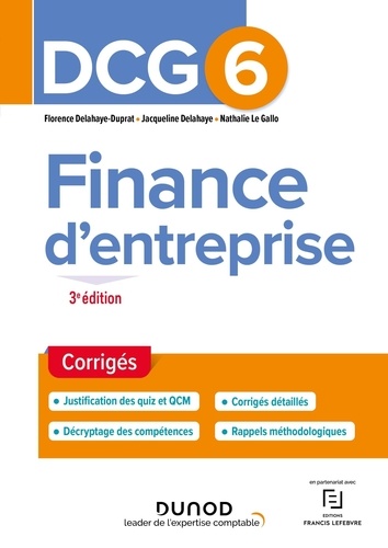 Finance d'entreprise DCG 6. Corrigés 3e édition